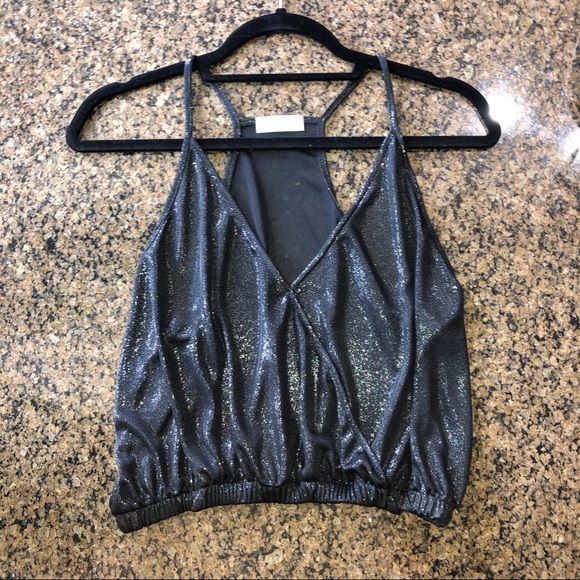 Cute Sparkly Black Cropped Top - Picture 3 of 7